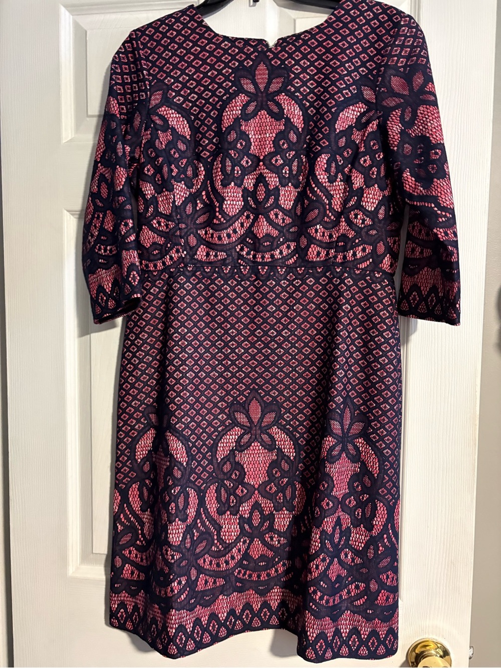 Danny & Nicole Pink and Navy Floral Fit-and-Flare Midi Dress